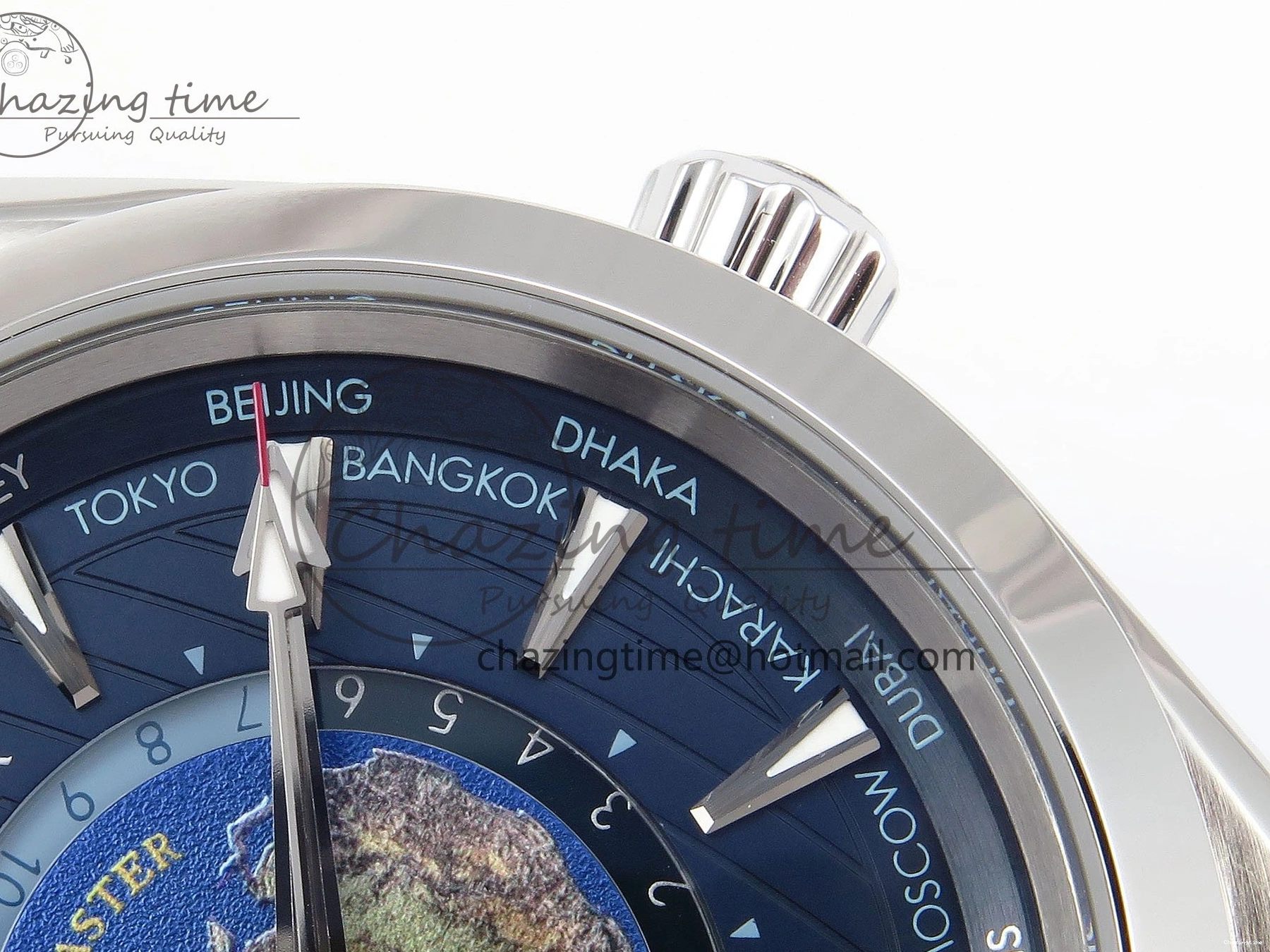 0226 Aqua Terra GMT Worldtimer 43mm VSF 1:1 Best Edition Deep Blue Dial on Blue Rubber Strap A8938 Super Clone QuickDry 7721